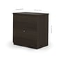 Bestar Ridgeley 65" U-Shaped Desk w/Lateral File & Bookcase, Dark Chocolate/White Chocolate (52850-31)