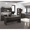 Bestar® Ridgeley 65 U-shaped Desk w/Lateral File & Bookcase, Dark Chocolate (52850-79)