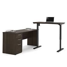 Bestar® Embassy 71W L-Desk including Electric Height Adjustable Table in Dark Chocolate (60885-79)