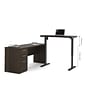 Bestar® Embassy 71"W L-Desk including Electric Height Adjustable Table in Dark Chocolate (60885-79)