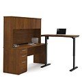 Embassy L-Desk with Hutch including Electric Height Adjustable Table in Tuscany Brown