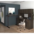 Embassy L-Desk with Hutch including Electric Height Adjustable Table in Dark Chocolate