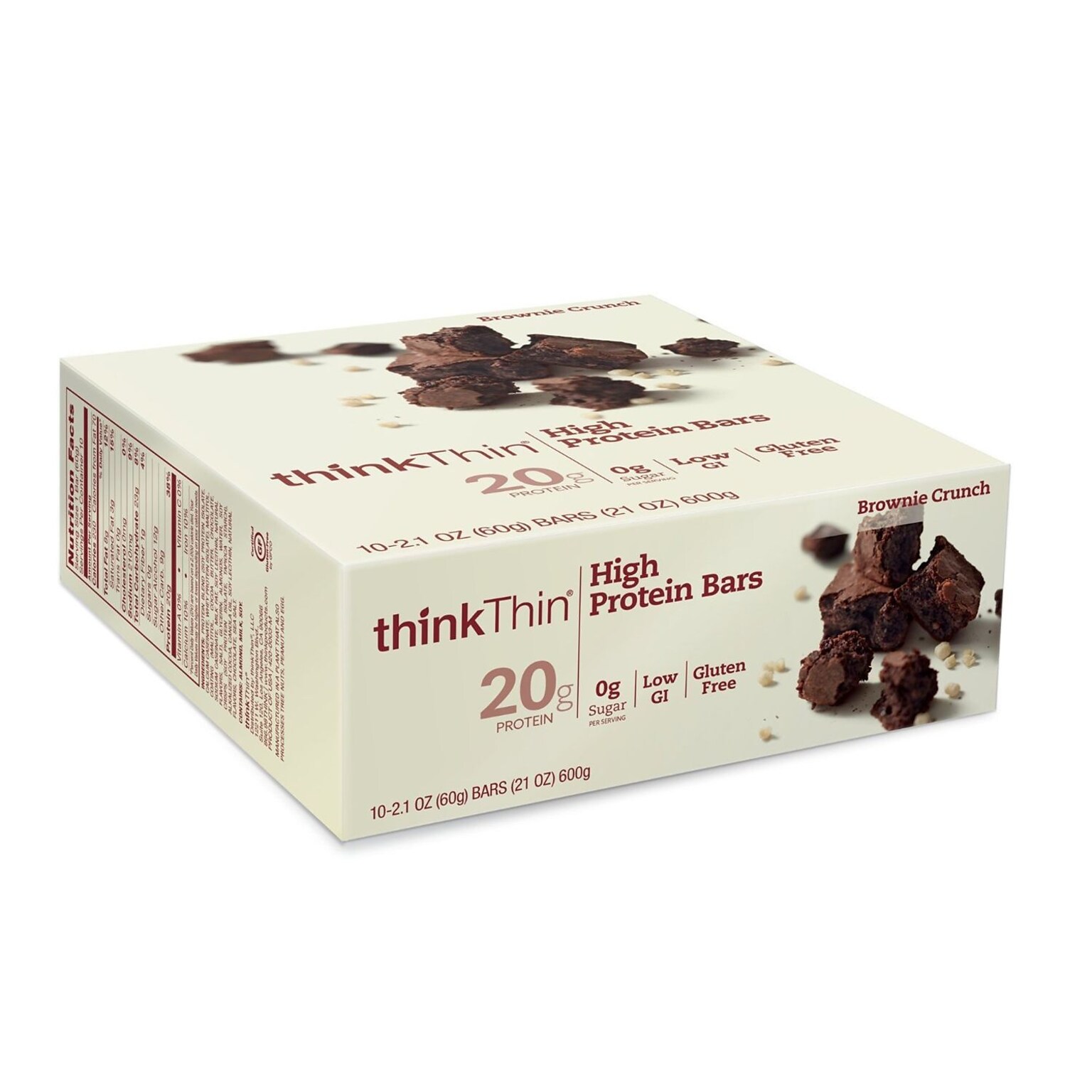 thinkThin Gluten Free Brownie Protein Bar, 10 Bars/Box (209-02478)