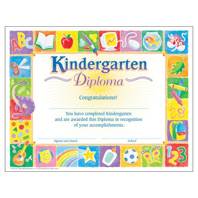 Trend Enterprises® Classic Kindergarten Diploma, 8 1/2(L) x 11(W)