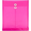 JAM Paper® Plastic Envelopes with Button and String Tie Closure, Letter Open End, 9.75 x 11.75, Fuch