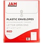 Jam Paper Plastic File Pocket, 1 1/4" Expansion, Letter Size, Red, 12/Pack (118B1re)