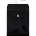 JAM Paper® Plastic Envelopes with Button and String Tie Closure, Letter Open End, 9.75 x 11.75, Blac