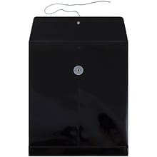 JAM Paper® Plastic Envelopes with Button and String Tie Closure, Letter Open End, 9.75 x 11.75, Blac
