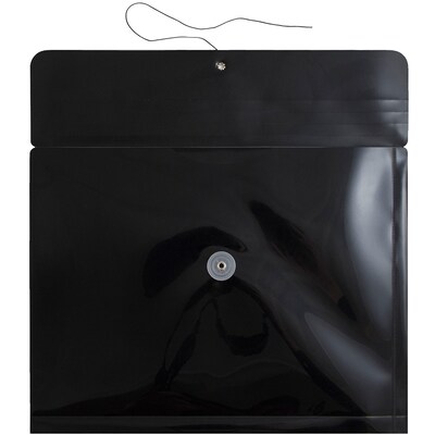 JAM Paper® Plastic Envelopes with Button and String Tie Closure, Letter Booklet, 9.75 x 13, Black, 12/Pack (218B1BL)