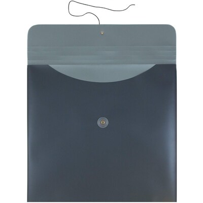 JAM Paper® Plastic Envelopes with Button and String Tie Closure, 13 x 13 square, Charcoal Blue Poly, Sold Individually (215887)