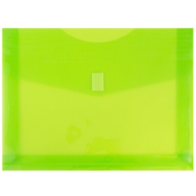 JAM Paper® Plastic Envelopes with Hook & Loop Closure, 9.75 x 13 with 2 Inch Expansion, Lime Green, 12/Pack (218V2LI)