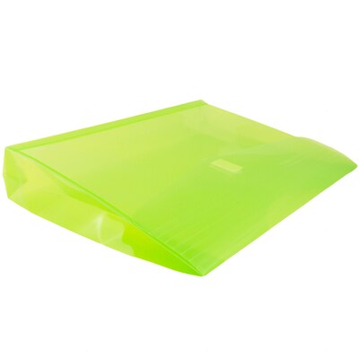 JAM Paper® Plastic Envelopes with Hook & Loop Closure, 9.75 x 13 with 2 Inch Expansion, Lime Green, 12/Pack (218V2LI)