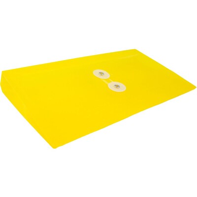 JAM Paper® #10 Plastic Envelopes with Button and String Tie Closure, 5 1/4 x 10, Yellow Poly, 12/pack (921B1YE)