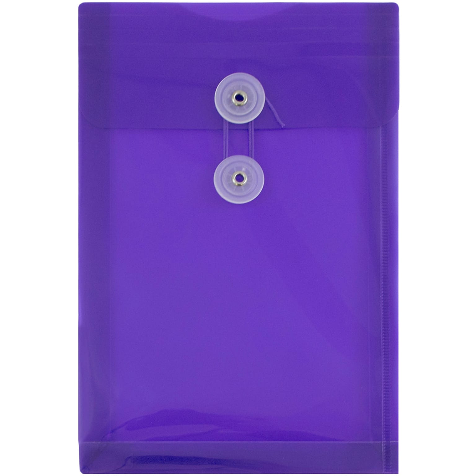 JAM Paper® Plastic Envelopes with Button and String Tie Closure, Open End, 6.25 x 9.25, Purple Poly, 12/pack (472B1PU)