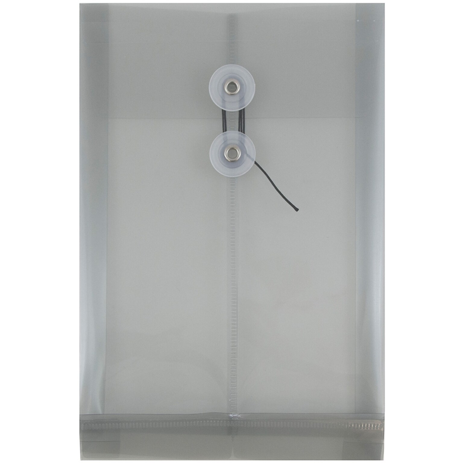 JAM Paper® Plastic Envelopes with Button and String Tie Closure, Open End, 6.25 x 9.25, Smoke Grey Poly, 12/pack (472B1SM)