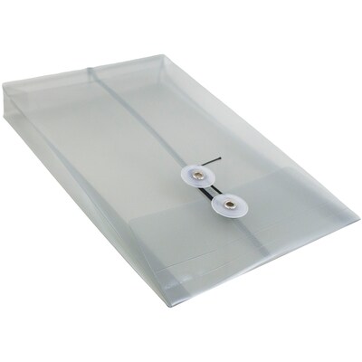JAM Paper® Plastic Envelopes with Button and String Tie Closure, Open End, 6.25 x 9.25, Smoke Grey Poly, 12/pack (472B1SM)