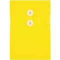 JAM Paper® Plastic Envelopes with Button and String Tie Closure, Open End, 6.25 x 9.25, Yellow, 12/P