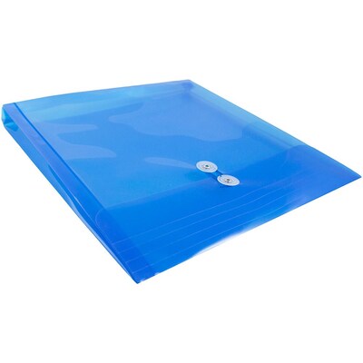 JAM Paper® Plastic Envelopes with Button and String Tie Closure, 13 x 13 square, Blue Poly, 12/pack (1241709)
