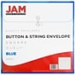 JAM Paper® Plastic Envelopes with Button and String Tie Closure, 13 x 13 square, Blue Poly, 12/pack (1241709)