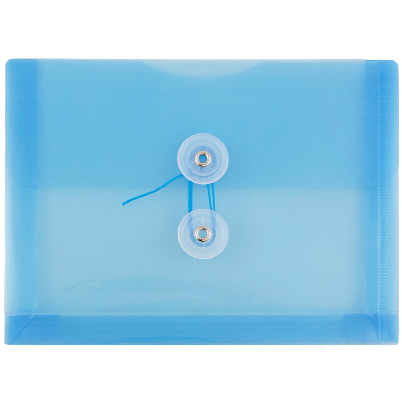 JAM Paper® Plastic Envelopes with Button and String Tie Closure, Index Booklet, 5.5 x 7.5, Blue, 12/Pack (920B1BU)