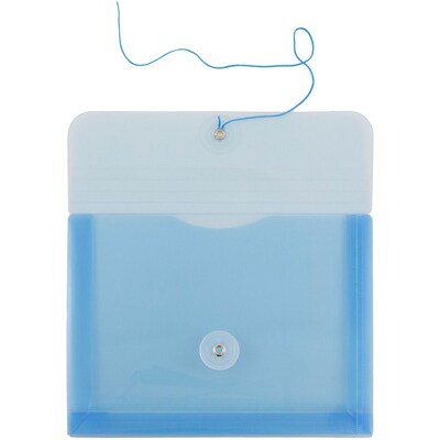 JAM Paper® Plastic Envelopes with Button and String Tie Closure, Index Booklet, 5.5 x 7.5, Blue, 12/Pack (920B1BU)