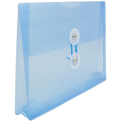 JAM Paper® Plastic Envelopes with Button and String Tie Closure, Index Booklet, 5.5 x 7.5, Blue, 12/Pack (920B1BU)