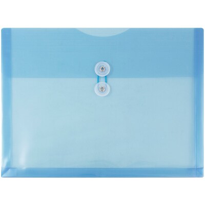 JAM Paper® Plastic Envelopes with Button and String Tie Closure, Letter Booklet, 9.75 x 13, Blue, 12/Pack (218B1BU)