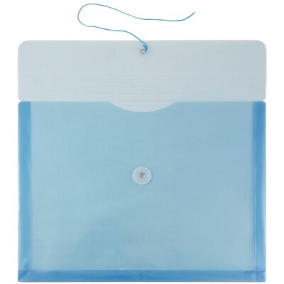 JAM Paper® Plastic Envelopes with Button and String Tie Closure, Letter Booklet, 9.75 x 13, Blue, 12/Pack (218B1BU)