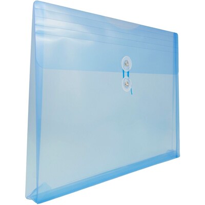 JAM Paper® Plastic Envelopes with Button and String Tie Closure, Letter Booklet, 9.75 x 13, Blue, 12/Pack (218B1BU)