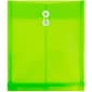 JAM Paper® Plastic Envelopes, Button and String Tie Closure, Letter Open End, 9.75 x 11.75, Lime Green Poly, 12/pack (118B1LI)