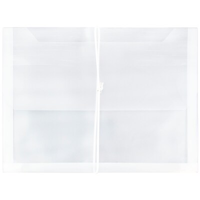 JAM Paper® Plastic Envelope with Elastic Band Closure, 9.75 x 13 with 2.625 Inch Expansion, Clear, S
