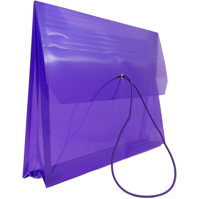 JAM Paper® Plastic Envelopes with Elastic Band Closure, 9.75 x 13 with 2.625 Inch Expansion, Purple, 12/Pack (218E25PUB)