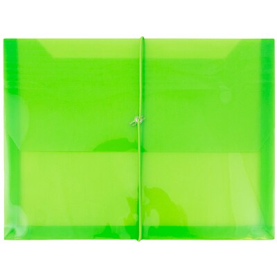 JAM Paper® Plastic Envelopes with 2 5/8 Expansion, Elastic Closure, Letter Booklet, 9.75x13, Lime Gr