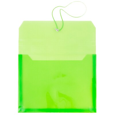 JAM Paper® Plastic Envelopes with 2 5/8 Expansion, Elastic Closure, Letter Booklet, 9.75x13, Lime Green Poly, 12/pk (218E25LIB)