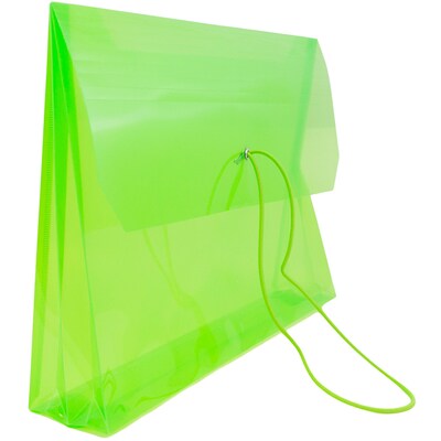 JAM Paper® Plastic Envelope with Elastic Band, 9.75 x 13 with 2.625 Inch Expansion, Lime Green, Sold Individually (218E25LI)