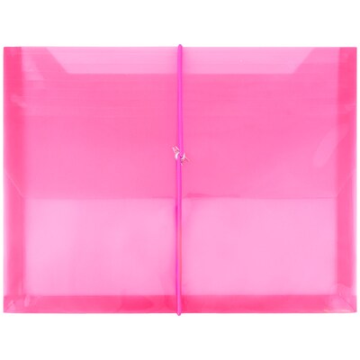 JAM Paper® Plastic Envelopes with 2 5/8 Expansion, Elastic Closure, Letter Booklet, 9.75x13, Fuchsia