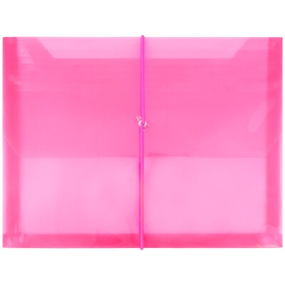 JAM Paper® Plastic Envelopes with 2 5/8 Expansion, Elastic Closure, Letter Booklet, 9.75x13, Fuchsia Pink Poly, 1/pk (218E25FU)