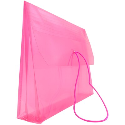 JAM Paper® Plastic Envelopes with 2 5/8 Exp, Elastic Closure, Letter Booklet, 9.75 x 13, Fuchsia Pink Poly, 12/pack (218E25FUB)
