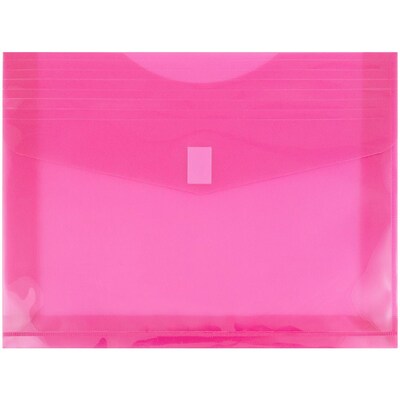 JAM Paper® Plastic Envelopes with Hook & Loop Closure, 2 Exp, Letter Booklet, 9.75 x 13, Fuchsia