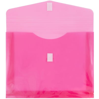 JAM Paper® Plastic Envelopes with Hook & Loop Closure, 2" Exp, Letter Booklet, 9.75" x 13", Fuchsia Pink Poly, 12/pack (218V2FU)