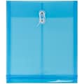 JAM Paper® Plastic Envelopes with Button and String Tie Closure, Letter Open End, 9.75 x 11.75, Blue