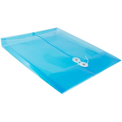 JAM Paper® Plastic Envelopes with Button and String Tie Closure, Letter Open End, 9.75 x 11.75, Blue Poly, 12/pack  (118B1BU)