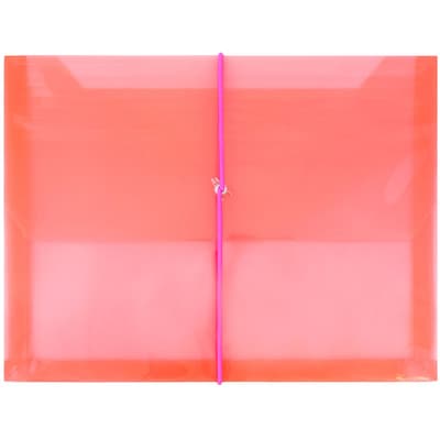 JAM Paper® Plastic Envelopes with Elastic Band Closure, 9.75 x 13 with 2.625 Inch Expansion, Red, 12/Pack (218E25REB)