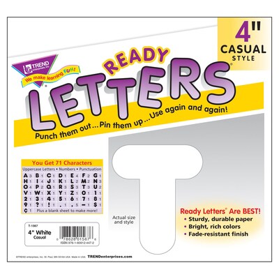 Trend Enterprises® Casual Ready Letter, 4", White