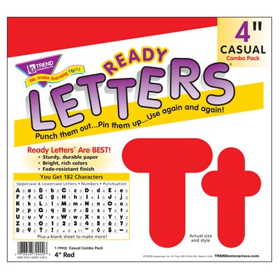 Trend® 4" Ready Letters®, Casual Combo Red