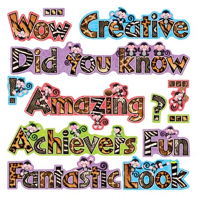Monkey Wow Words Phrases Mini Bulletin Board Set, 32 pieces