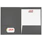 JAM Paper 2-Pocket Portfolio Folder, Gray Linen, 100/Box (3084B)