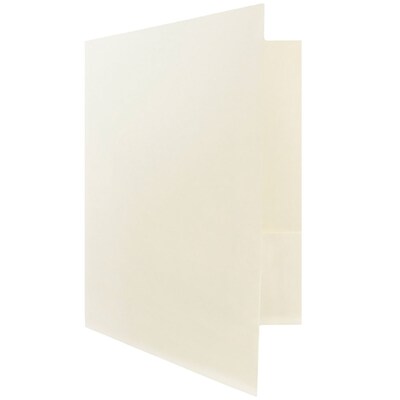 JAM Paper 2-Pocket Textured Linen Business Folders, Ivory, 25/Pack (386LIVA)