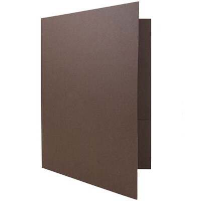 JAM Paper Two-Pocket Textured Linen Business Folders, Chocolate Brown, 50/Box(386LBRC)