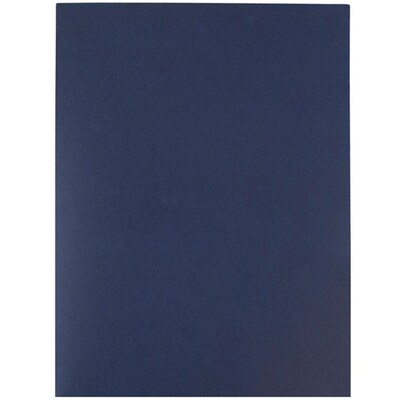 JAM Paper® Two-Pocket Textured Linen Business Folders, Navy Blue, Bulk 50/Box (386LNAC)